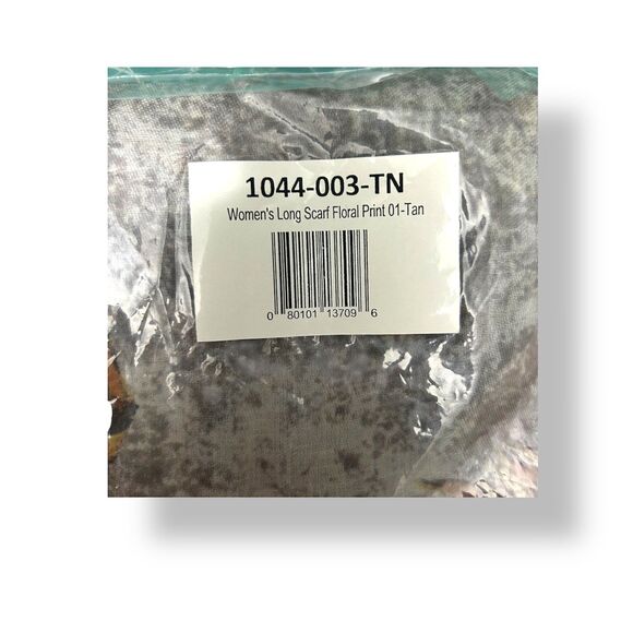 Kollie More Tan Floral Print Long Scarf Wrap Viscose Tan Yellow Green Boho Shawl - Picture 12 of 12